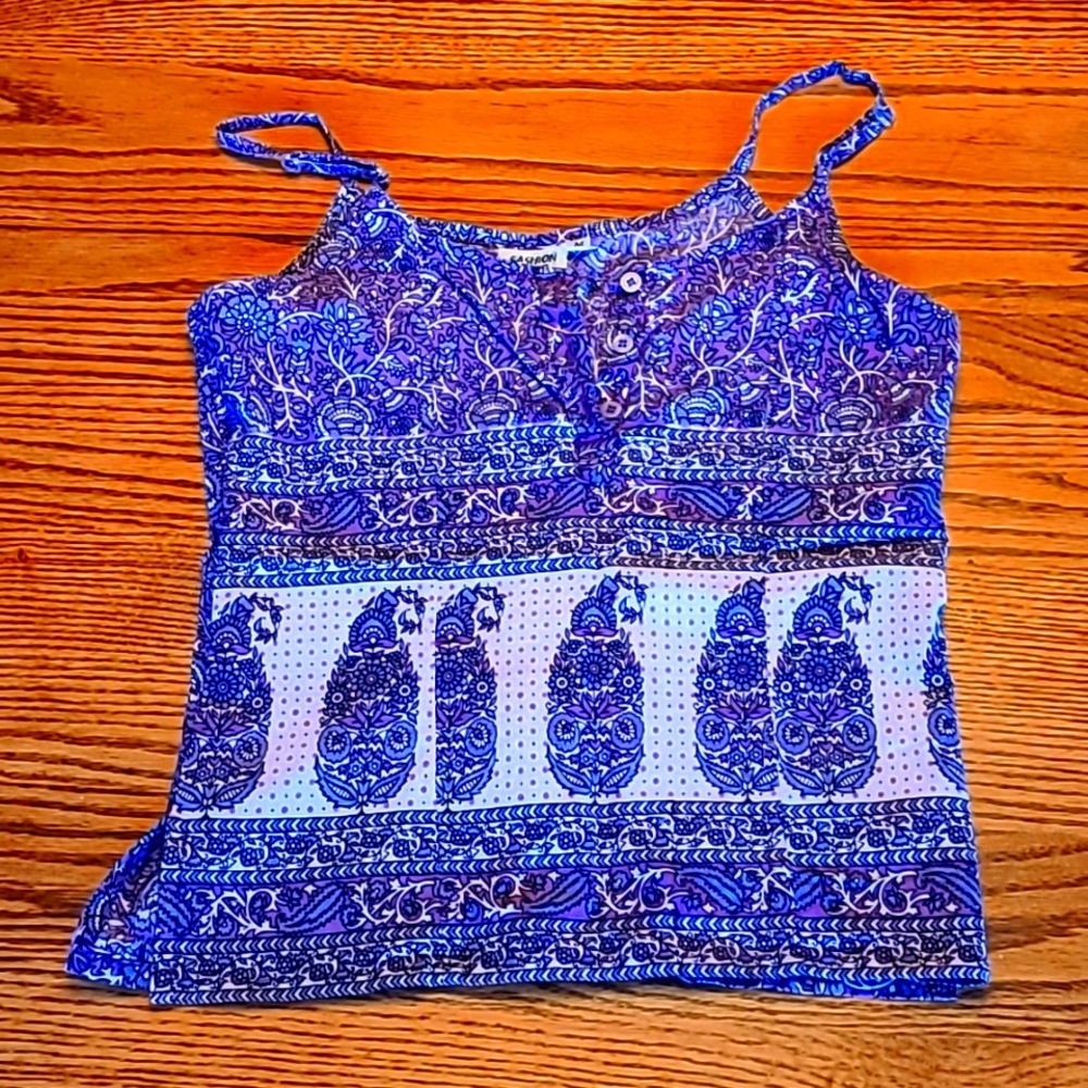 Purple paisley boho spaghetti strap tank
